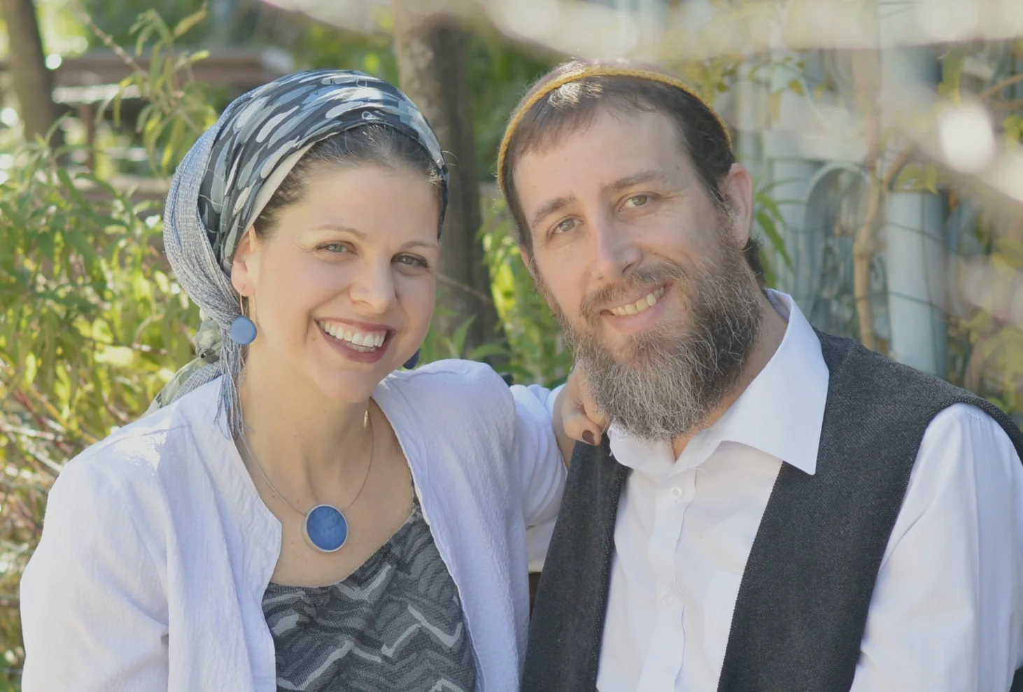 Hillel and Chaya Lester together outdoors